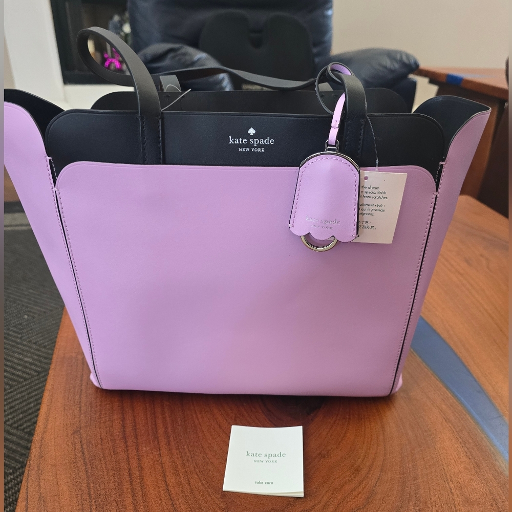 AUTHENTIC KATE SPADE PINK/LAVENDER LEATHER MAGNOLIA Spacious Luxe New With Tags